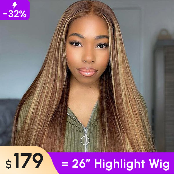 Clearance Sale | Straight Highlight 4/27 4x4 Lace Closure Wigs Human Hair