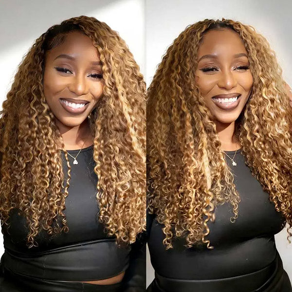 OQ HAIR Highlight 4/27 Burmese Curly Crochet Human Hair With Miracle Knots for Easy Install