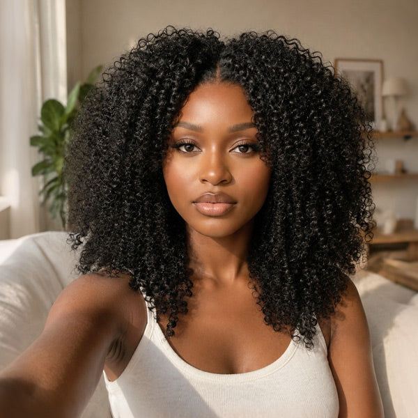 OQ HAIR Afro Curly Wear Go Glueless Wig Pre-cut 7x5 HD Lace With Bleached Knots