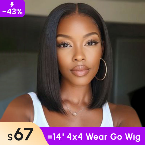 Clearance Sale | Straight Hair Pre-cut 4x4 Lace Closure Bob Wear&Go Glueless Wig