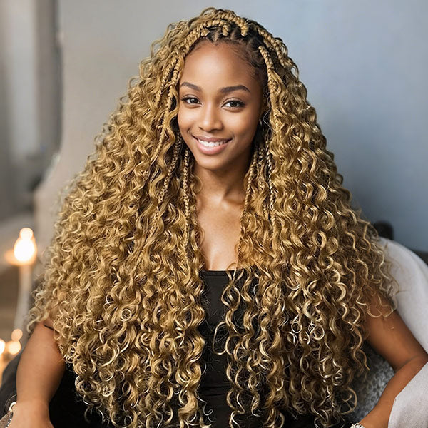 Pre-Sale | OQ HAIR Burmese Curly #27 Honey Blonde Pre-Looped Crochet Human Hair Extensions For Natural Protective Styles