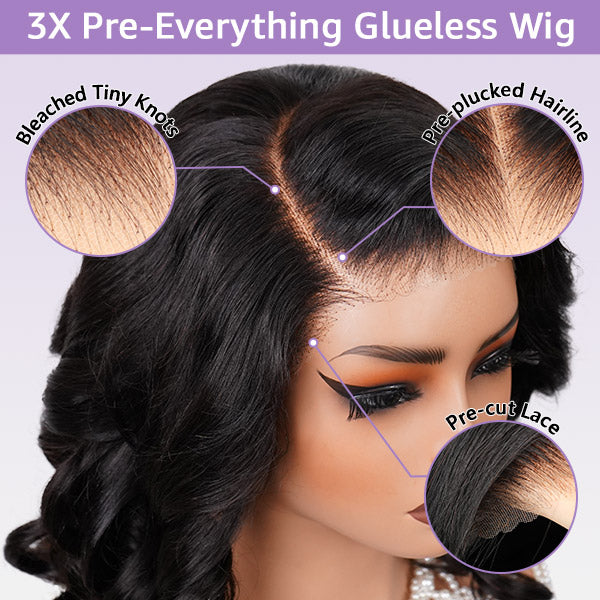 OQ HAIR Side Part Pre Style MCap 9x6 HD Lace Body Wave Curls Wig Pre-Everything Lace Frontal Wig Put On and Go Glueless Wig