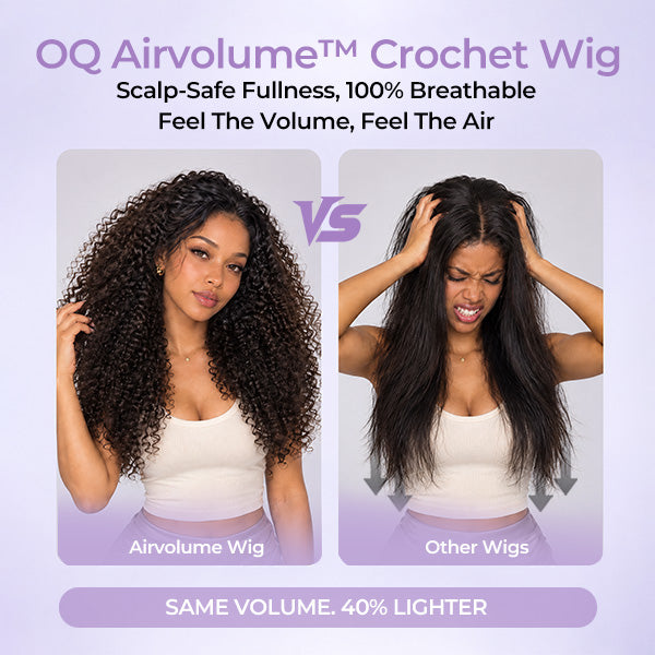 OQ HAIR Pixie Curly Airvolume 3 In 1 Crochet Half Wig Glueless Quick Install Beginner Friendly