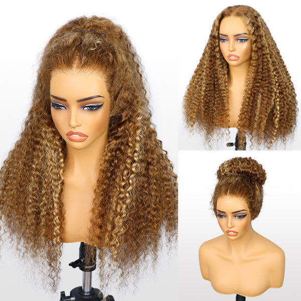 TikTok Viral Water Wave Invisi-Drawstring Bleached Knots Lace Frontal Wear Go 360 Glueless Wig