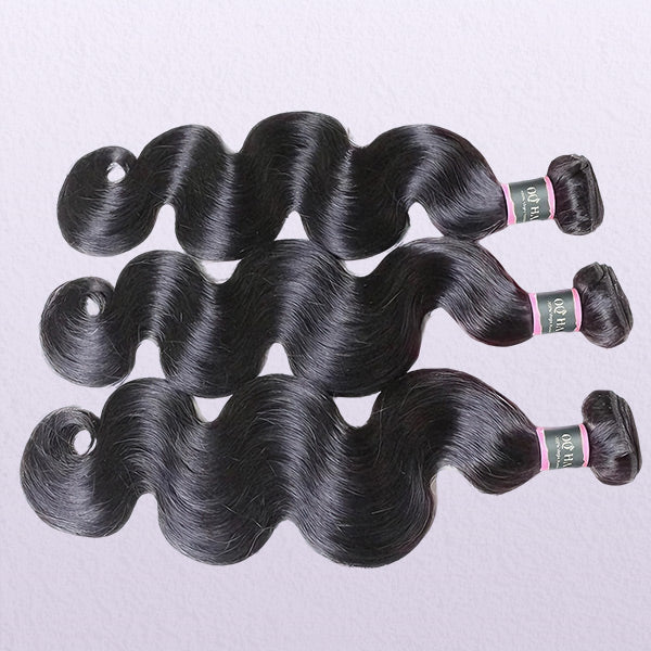 OQ HAIR Body Wave 100% Human Hair 3 Bundles With 4x4 Hand Tied Closure