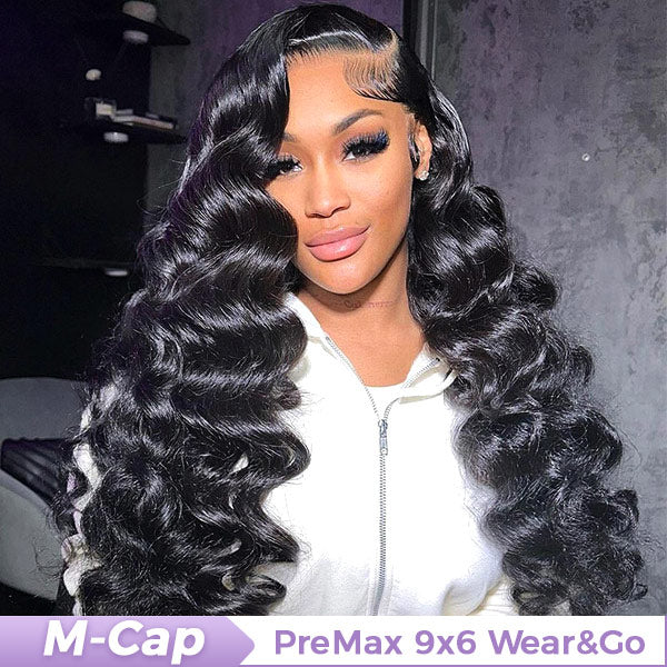 OQ HAIR M-Cap Wand Curl Pre Cut 9x6 HD Lace Wear Go Glueless Wigs 100% Human Hair Pre Bleached Tiny Knots