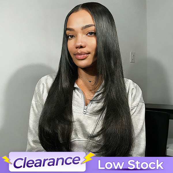 CLEARANCE | Layered Straight Hair Pre-Cut 7x5 HD Lace Wear Go Glueless Wig Pre-Bleached Tiny Knots