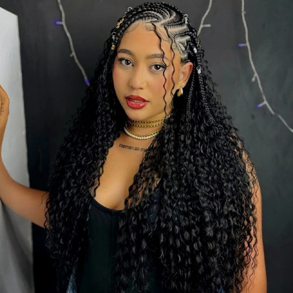 Unprocessed Deep Wave Bulk Human Hair Natural Color No Weft Boho Hair For Braiding 1/3/5 Packs