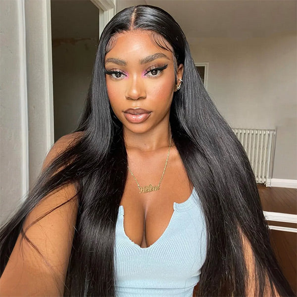 Silk Straight Pre Bleached Knots Lace Front Wigs 13x4 13x6 Lace Wigs 100% Human Hair