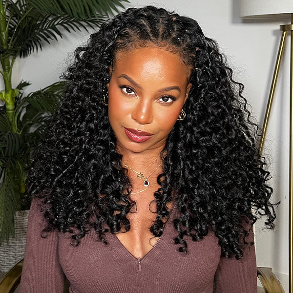 3 In 1 Half Wig | Glueless Invisible Water Wave Half Wig Flip Over Human Hair Wig