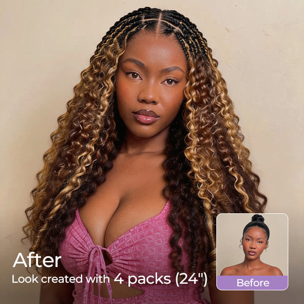 24H Shipping | OQ HAIR Highlight 4/27 Burmese Curly Crochet Hair Miracle Knots Protective Style