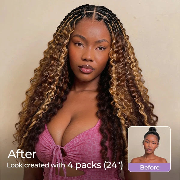 OQ HAIR Highlight 4/27 Burmese Curly Full Volume Crochet Hair True To Length
