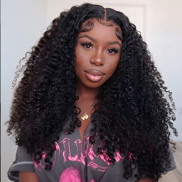 OQ HAIR 3 In 1 Half Wig Kinky Curly Wear Go Invisible Hairline Glueless Wig Beginner Friendly