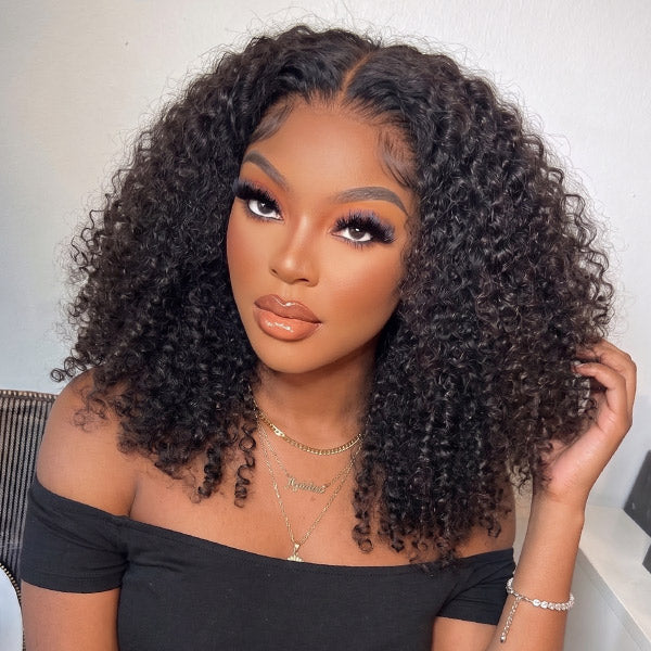 OQ HAIR 3 In 1 Half Wig Kinky Curly Wear Go Invisible Hairline Glueless Wig Beginner Friendly