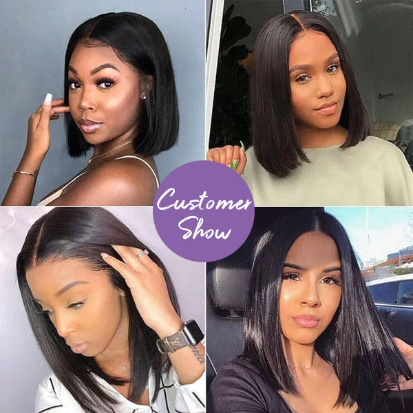 Straight Hair Short Bob Human Hair 13x4 13x6 HD Lace Frontal Wigs Pre-plucked Natural Hairline