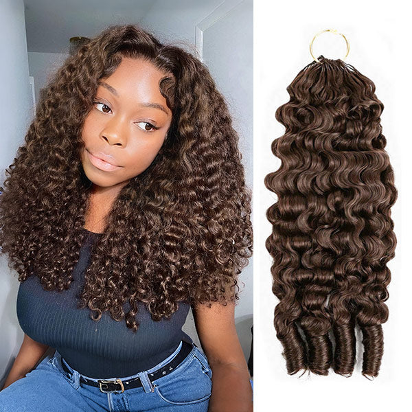 OQ HAIR #4 Chocolate Brown Reusable Burmese Curly Knotless Crochet Human Hair For Black Women Miracle Knots