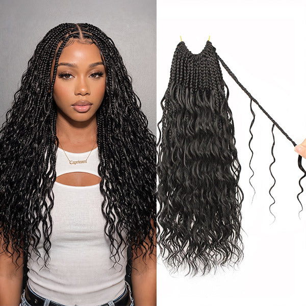 OQ HAIR Premium Natural Wave Crochet Box Braids Hair Soft Defined Curls Crochet Human Hair For Everyday Glam