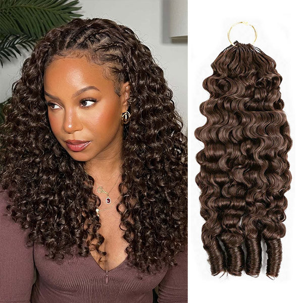 OQ HAIR #4 Chocolate Brown Reusable Burmese Curly Knotless Crochet Human Hair For Black Women Miracle Knots
