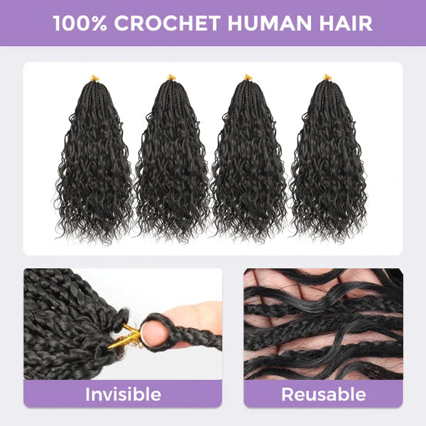 OQ HAIR Premium Natural Wave Crochet Box Braids Hair Soft Defined Curls Crochet Human Hair For Everyday Glam