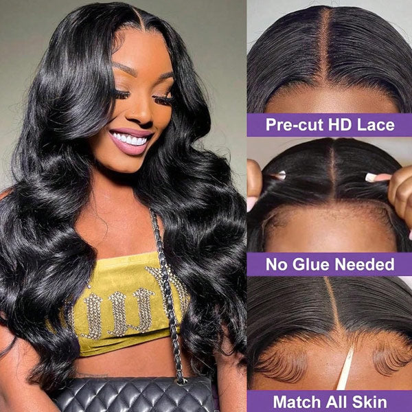 CLEARANCE | Glueless Layered Body Wave Pre-bleached Knots 7x5 Lace Wear Go Wig With Face Framing Curtain Bangs