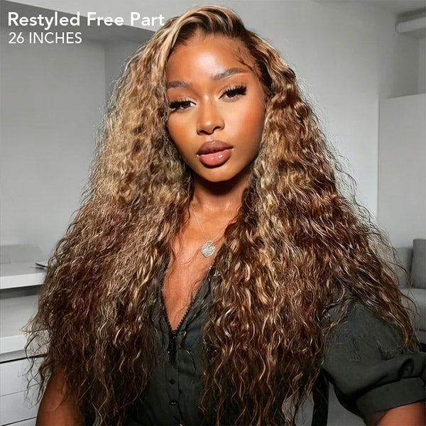 CLEARANCE | Water Wave Highlight Brown 4/27 Color Wear Go Glueless Wig