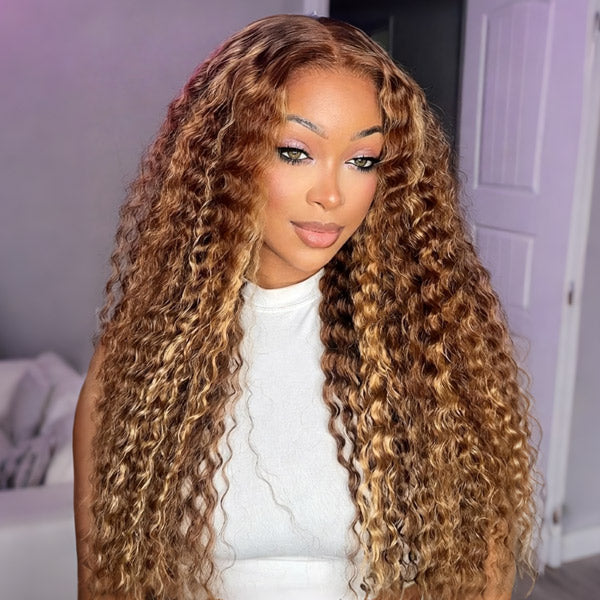 CLEARANCE | Water Wave Highlight Brown 4/27 Color Wear Go Glueless Wig