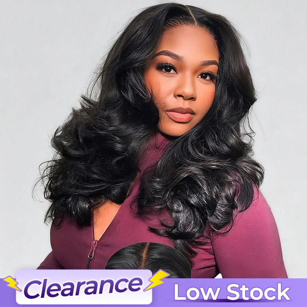 CLEARANCE | Glueless Layered Body Wave Pre-bleached Knots 7x5 Lace Wear Go Wig With Face Framing Curtain Bangs