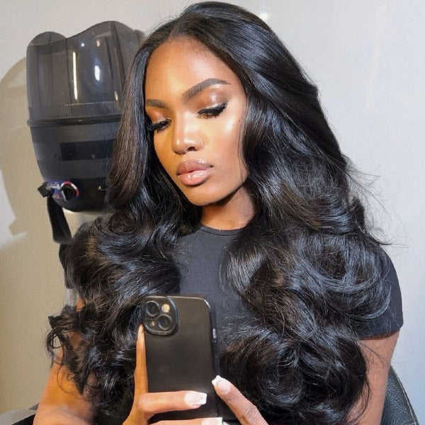 OQ HAIR M-Cap Layered Cut Bleached Mini Knots Body Wave Wear Go Glueless Wig With Curtain Bangs
