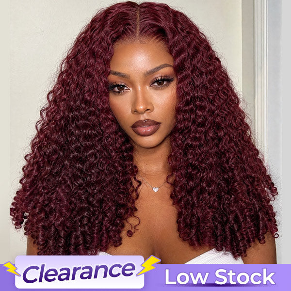 CLEARANCE | Burmese Curly Burgundy 99J Color Wear Go Wig Pre-cut 13x6 Lace