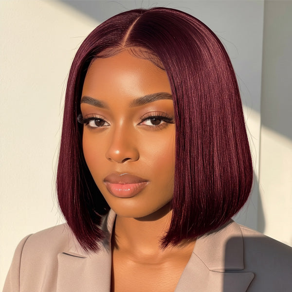 24h Shipping | 99J Straight Wear Go Glueless Wigs 7x5 Pre Cut Lace Short Bob Wigs