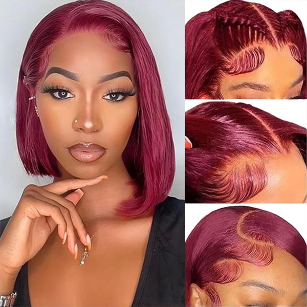 24h Shipping | 99J Straight Wear Go Glueless Wigs 7x5 Pre Cut Lace Short Bob Wigs