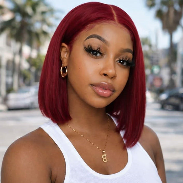 24h Shipping | 99J Straight Wear Go Glueless Wigs 7x5 Pre Cut Lace Short Bob Wigs