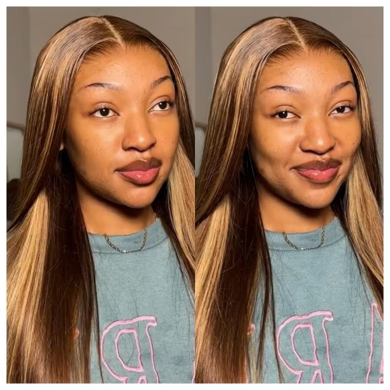 4/27 Highlight Wear Go Glueless Wig Pre-cut Lace Straight Hair 4x6 HD Lace Wig Preplucked with Natural Hairline