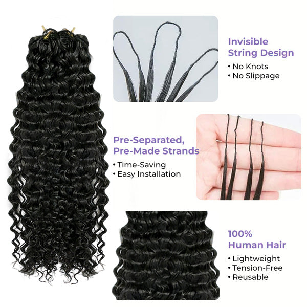 OQ HAIR Lightweight Feather Water Wave Crochet Human Hair Miracle Knots Natural Feel Easy Install