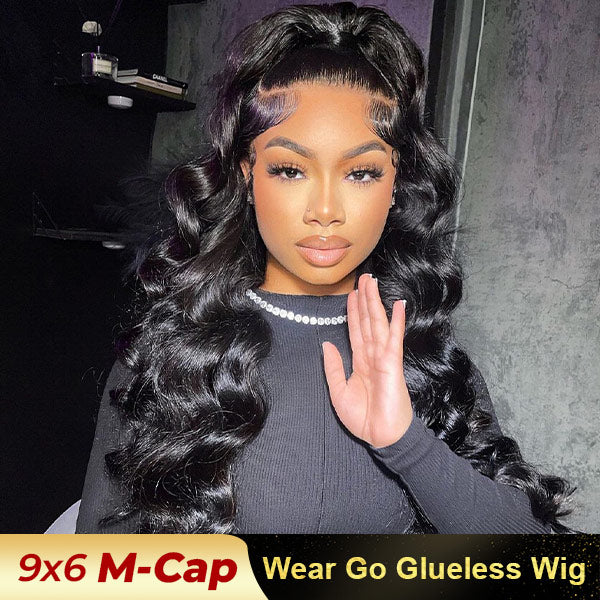 OQ HAIR M-Cap Ocean Wave 9x6 Pre Cut HD Lace Wear Go Glueless Human Hair Wigs Pre Bleached Tiny Knots