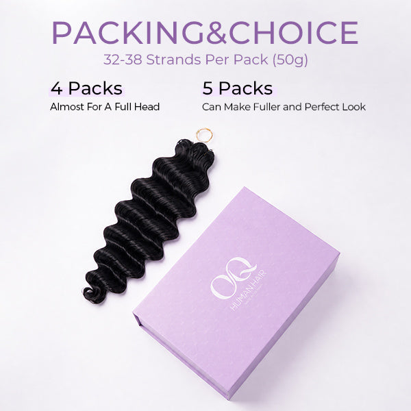 24h Shipping | OQ HAIR Pre-Separated Loose Deep Wave Tangle-Free Crochet Human Hair for Premium Boho Braids