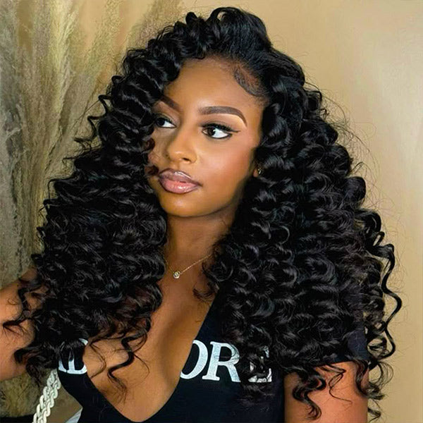 3 In 1 Half Wig | Glueless Loose Curly Elastic Drawstring Natural Blend Wear Go Half Wig