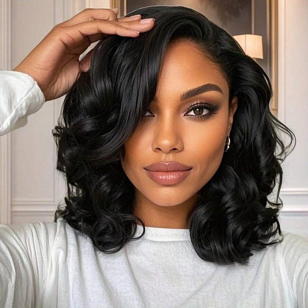 Thick Body Wave Bob Wigs Human Hair 13x4 13x6 4x4 HD Lace Frontal Wigs Natural Black
