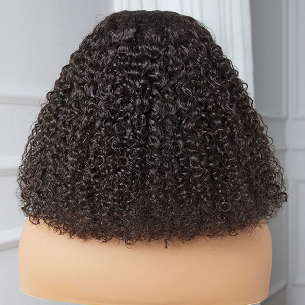 Short Bob Wigs Kinky Curly Human Hair 13x4 13x6 4x4 HD Lace Front Wigs Pre Plucked with Baby Hair Natural Black