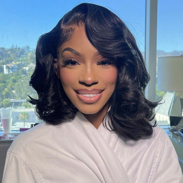 Thick Body Wave Bob Wigs Human Hair 13x4 13x6 4x4 HD Lace Frontal Wigs Natural Black