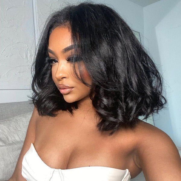 Thick Body Wave Bob Wigs Human Hair 13x4 13x6 4x4 HD Lace Frontal Wigs Natural Black