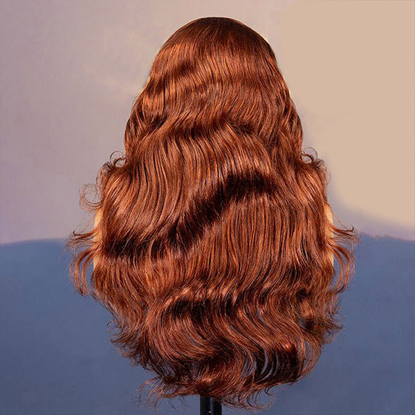 OQ HAIR Auburn Brown #33 Color Middle/Side C Part Body Wave Wig 7x5 Wear Go Glueless Wig Human Hair Wigs Beginner Friendly