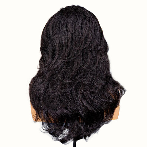 3 In 1 Half Wig | Yaki Straight & Kinky Straight Wavy Pre-Style Wear Go Half Wig With Drawstring Invisible Hairline
