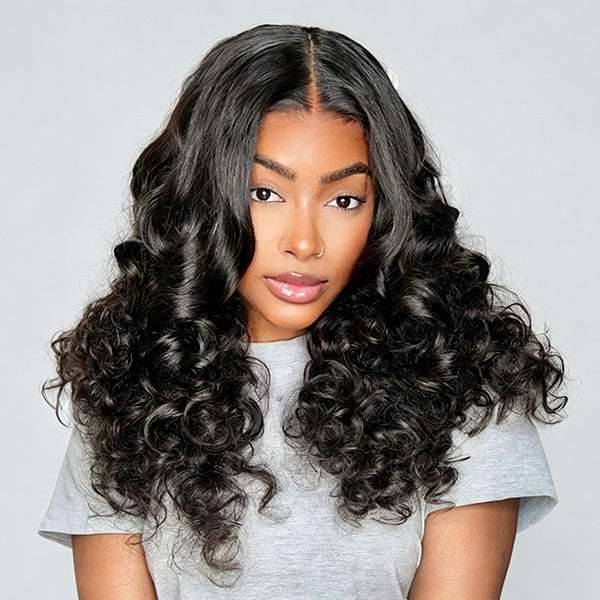 OQ HAIR M-Cap Wand Curl Pre Cut 9x6 HD Lace Wear Go Glueless Wigs 100% Human Hair Pre Bleached Tiny Knots
