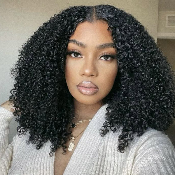 OQ HAIR M-Cap Afro Curly Wear Go Glueless Wigs Bleached Single Knots Pre Cut 9x6 HD Lace  Wig