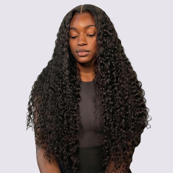 OQ HAIR Water Wave Wear Go Wig Deep Parting Invisible Lace Hidden Knots Natural Edges Closure Wig