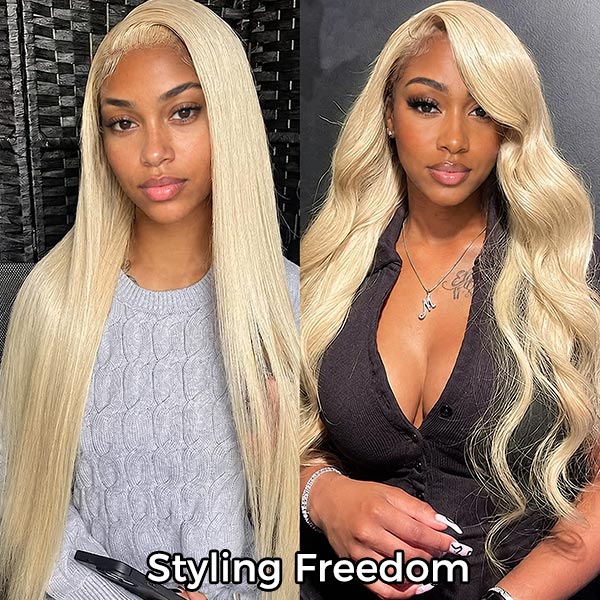 CLEARANCE | OQ HAIR Straight Hair Blonde 613 Pre-Plucked Natural Hairline 13x4 Lace Frontal Wig Dyeable Human Hair