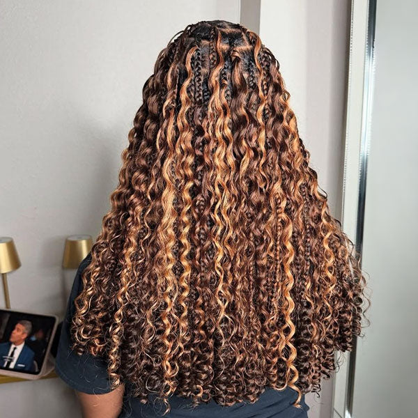 Pre-sale | OQ HAIR Pre Looped Highlight Brown 4/27 Kinky Curly Crochet Human Hair Extensions