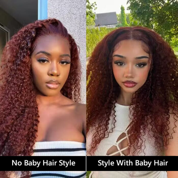 Glueless Colored Wigs Water Wave Reddish Brown 4x6 HD Lace Wig