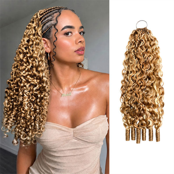Pre-sale | OQ HAIR Pre Separated Brown Blonde Blend Burmese Curly Crochet Human Hair #27/30/613 Boho Braids